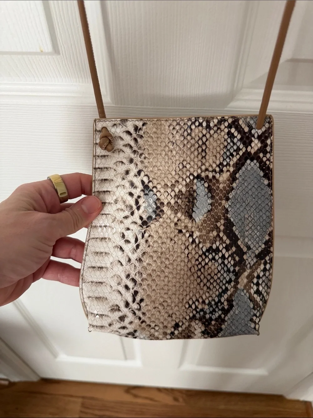 Neutral Snake Print Crossbody Bag